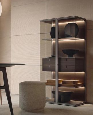 acheter Cabinet de luxe de chambre d'hôtel de coffrets d'étalage de panneau en verre de roche online manufacture