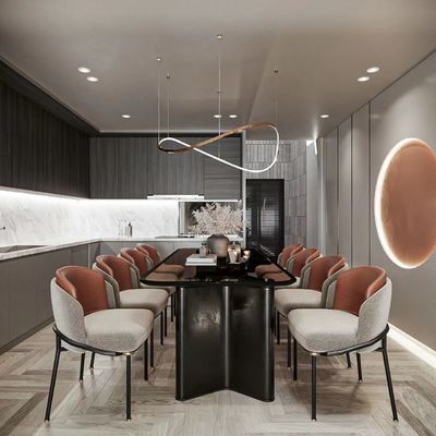 acheter Cabine contemporaine d'hôtel de meubles en verre de restaurant posant la table de salle à manger noire online manufacture