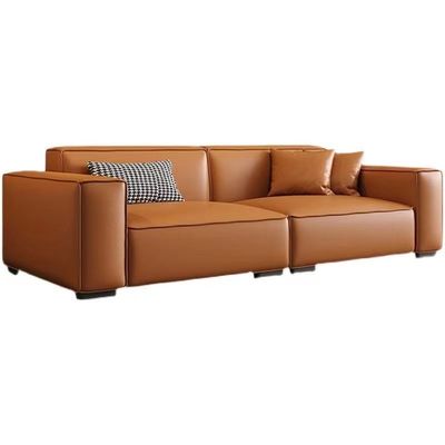 acheter Couleur principale de caramel de peau de vache de couche de salon fait sur commande en cuir de Sofa Bed Straight Row Minimalist online manufacture