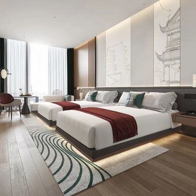 acheter Les meubles modernes de luxe de chambre à coucher d'hôtel placent le contreplaqué du lit E1 de placage de noix adapté aux besoins du client online manufacture