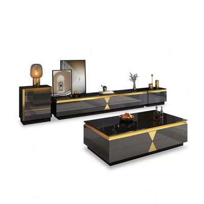 acheter Le Cabinet de luxe des Cabinets TV de chambre d'hôtel de plat de roche place le verre noir de chambre d'hôtel online manufacture
