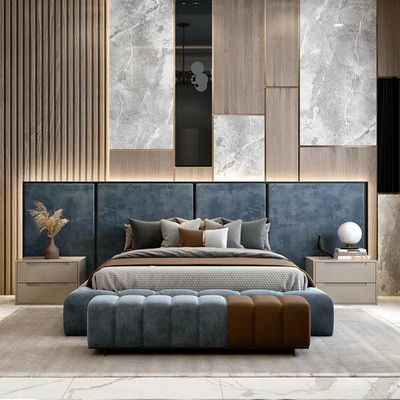 acheter Le Roi royal Size Bed de tissu de velours d'hôtel de meubles faits sur commande de chambre à coucher online manufacture