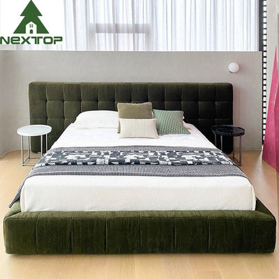 acheter Les meubles modernes de chambre à coucher de station de vacances d'hôtel placent des lits de velours du Roi Size Luxury Green online manufacture