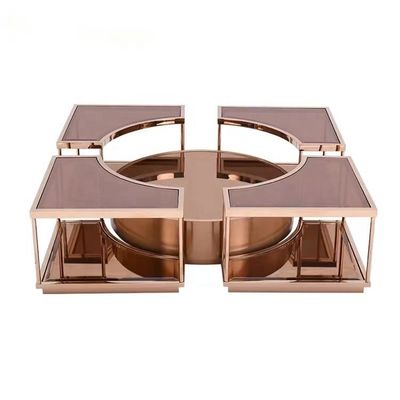 acheter OEM Tableau de café en verre moderne miroir Rose Gold Centre Table pour le hall de la maison Villa online manufacture