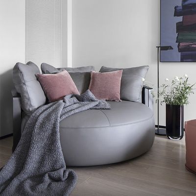 acheter Lit de canapé détachable sur mesure Italie Grand canapé rond gris noir en cuir de vache online manufacture