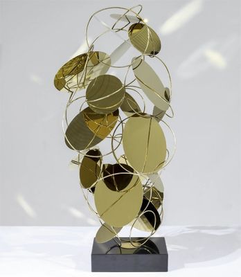 acheter Conception moderne de luxe en acier inoxydable sculpture de sol en or rose pour la décoration online manufacture