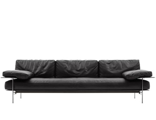 acheter Canapé en cuir noir de chambre d'hôtel de luxe minimaliste et léger avec cadre métallique online manufacture