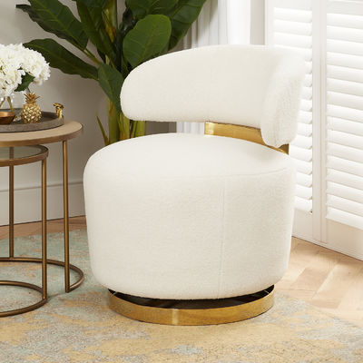 Bon prix Chambre d'hôtel moderne 5 étoiles Boucle Matériau en tissu blanc Chaise pivotante en ligne