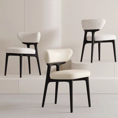 acheter Chaises de salle à manger en cuir blanc en bois massif online manufacture