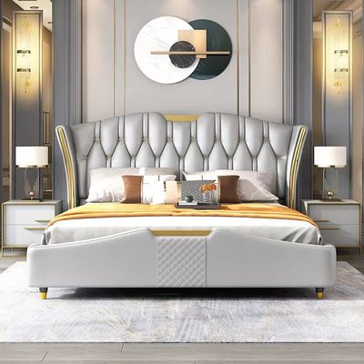 Le Roi adapté aux besoins du client Size Bedroom Furniture garnissent en cuir le lit en bois solide
