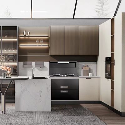 Les buffets ouverts en bois modernes d'hôtel place le compteur de quartz