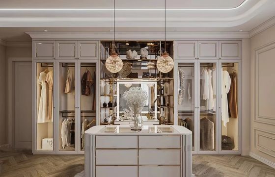 Garde-robe faite sur commande de luxe en bois solide de porte coulissante de Cabinets de chambre d'hôtel
