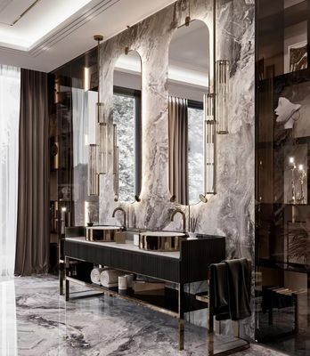 Bon prix Cabinet intégré sans couture en céramique de bassin de salle de bains de meubles d'hôtel de luxe de plat de roche en ligne