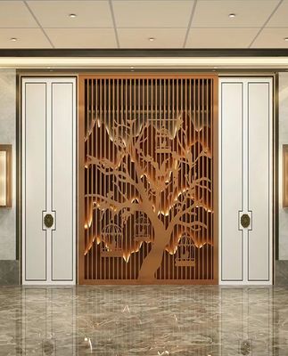 Le porche de séparation de pièce en métal de meubles d'hôtel d'acier inoxydable d'OEM d'ODM a creusé