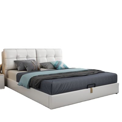Lit blanc en cuir de luxe Art Hotel Room Bed mol moderne