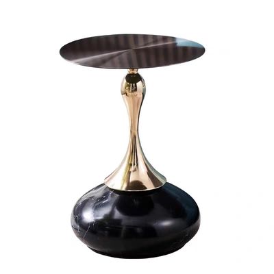 Tableau d'or de meubles d'hôtel d'acier inoxydable avec le beau plat bas rond de roche
