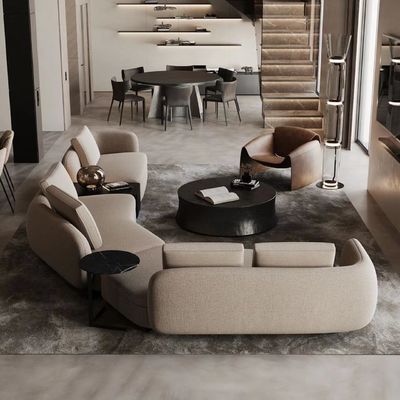 Sofa sectionnel de toile incurvé formé d'hôtel de meubles minimalistes de lobby