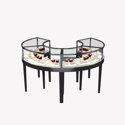 Coutume incurvée ronde en verre ovale de bijoux de coffret d'étalage de bijoux contre-