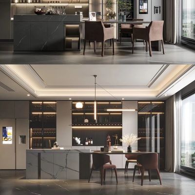Coutume à la maison de buffet d'acier inoxydable de Cabinets de facette moderne de quartz