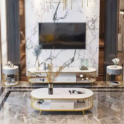Les Cabinets ovales de marbre de chambre d'hôtel ont creusé le Cabinet de médias de Tableau d'extrémité en métal TV