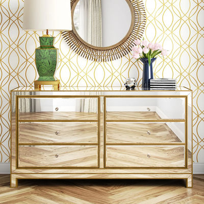 Coffrets d'étalage de luxe modernes faits sur commande avec la raboteuse de facette de miroir de 6 Dawers