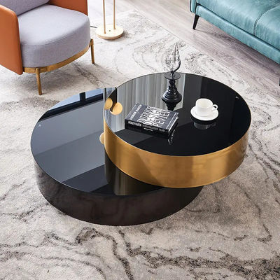 Acier inoxydable moderne de table basse d'hôtel de salon de verre trempé