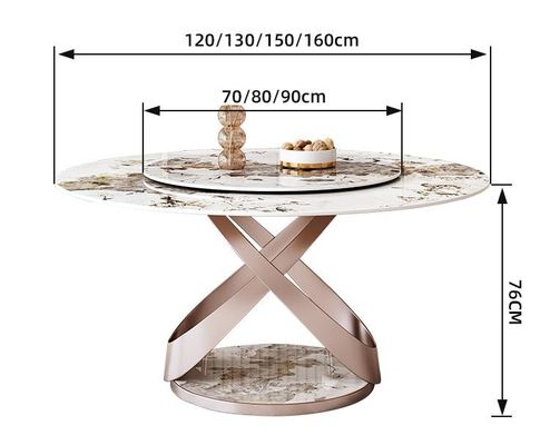 Table ronde de marbre moderne de luxe léger avec la table de salle à manger de ménage de plaque tournante