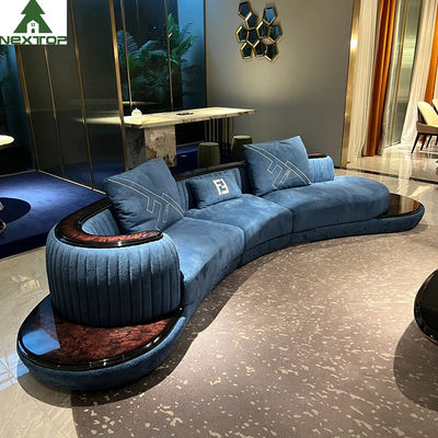 Le salon à extrémité élevé Blue Velvet de Sofa Set Furniture Hotel Lobby de salon a courbé des sofas