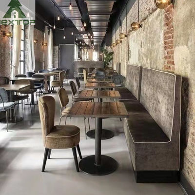 Tissu entier L en cuir cabine faisante le coin Sofa Set Wooden Chairs de meubles de restaurant d'hôtel de forme