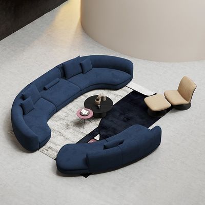 Le bleu a courbé les meubles sectionnels d'ensemble de réception de lobby de forme de Sofa Fabric U