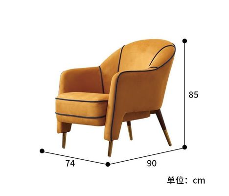 Le rétro métal simple de fauteuil d'hôtel de meubles européens de lobby a givré le velours Sofa Chair paresseux