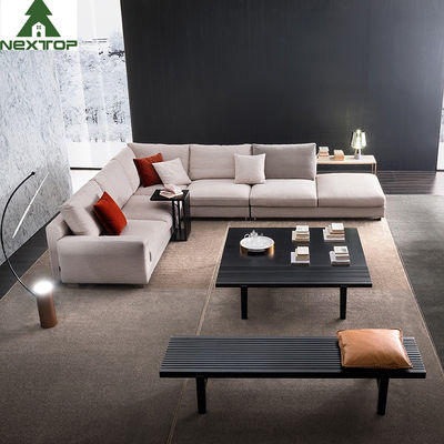 Tissu en bois solide moderne Sofa Awaiting Area Negotiation Set en forme de L de cadre