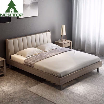 Tête de lit en cuir en bois avec table de nuit