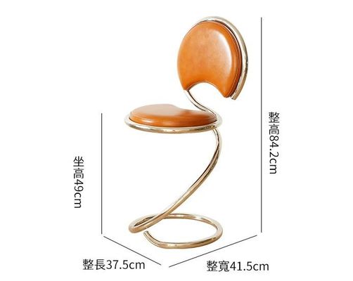 Chaise à manger en cuir en acier inoxydable Nordique minimaliste créatif