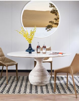 Bon prix Meubles d'hôtel et de restaurant robustes Table à manger en marbre naturel de forme ronde en ligne