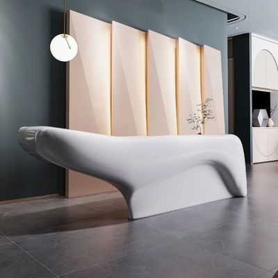 Bureau de réception en fibre de verre laqué blanc pour le salon de beauté de l'hôtel