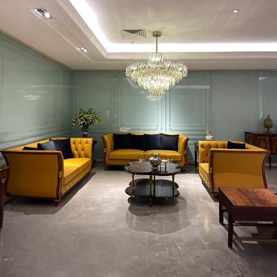 Vintage meubles de hall d'hôtel cadre en bois ensemble de canapé en cuir Chesterfield villa
