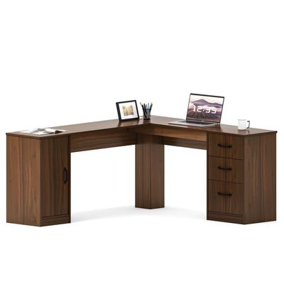 Bureau en bois massif en forme de L pour le bâtiment de bureaux d'hôtel