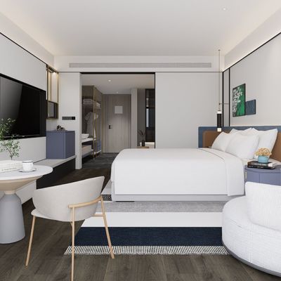 Finition sur mesure en bois de noyer Meubles de chambre d'hôtel King Chambre d'hôtes Aménagement complet