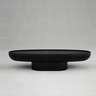Table à café ovale en fibre de verre noire créative, haute durabilité