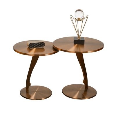 Table de côté en acier inoxydable en laiton brossé petite table ronde table basse