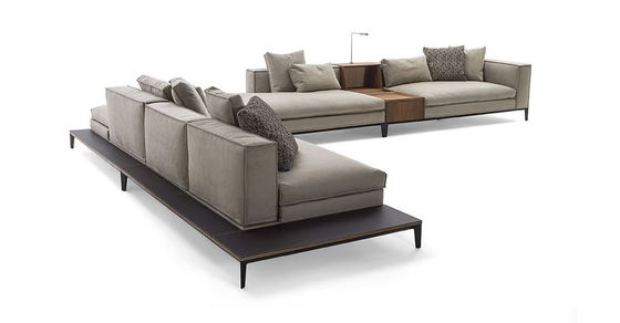 Esthétique moderne Long fauteuil en forme de L canapé Pour l'hôtel Lobby Villa Réception