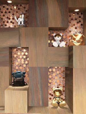 Des mosaïques métalliques hexagonales créent des espaces de luxe pour les hôtels.