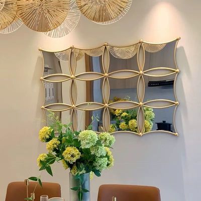Hôtel 5 étoiles style de luxe léger cadre métallique mural décoratif miroir artistique