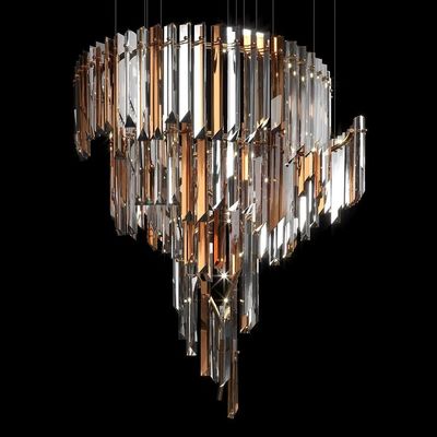 Chandelier chaud 3000K en cuivre avec verre transparent pour les meubles intérieurs d'hôtel