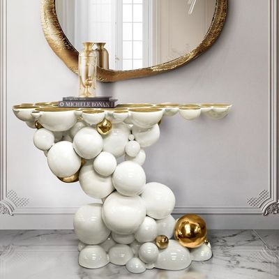 Table d'entrée de style Art Bubble avec une base métallique solide